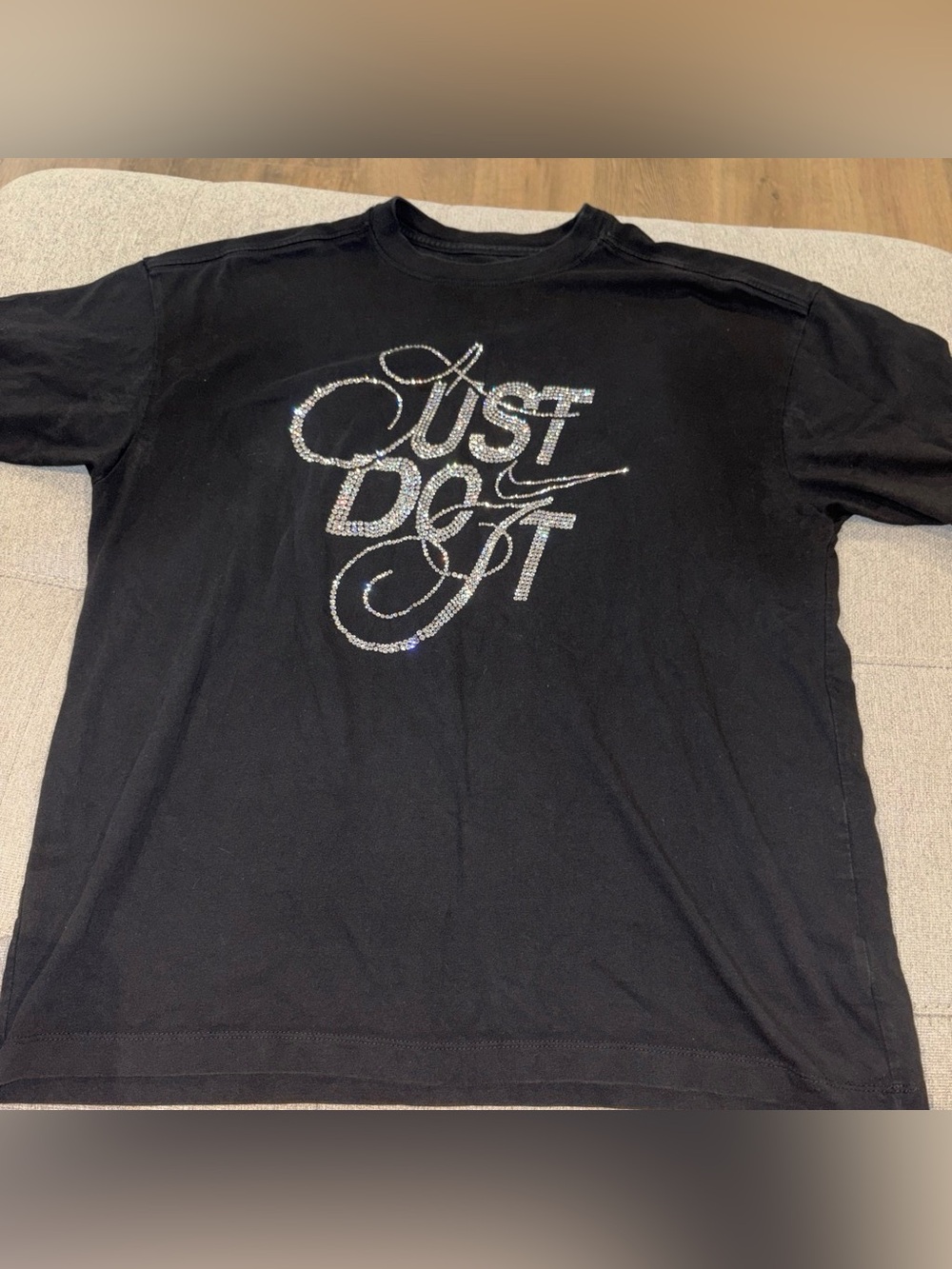 Nike Black Short Sleeve Tee with Crystal 'Just Do It' Logo